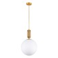 GloboStar® MAVERICK 00940 Μοντέρνο Κρεμαστό Φωτιστικό Μπάλα Μονόφωτο 1 x E27 IP20 Χρυσό Μέταλλο με Λευκό Γυαλί - Μ30 x Π30 x Υ48cm