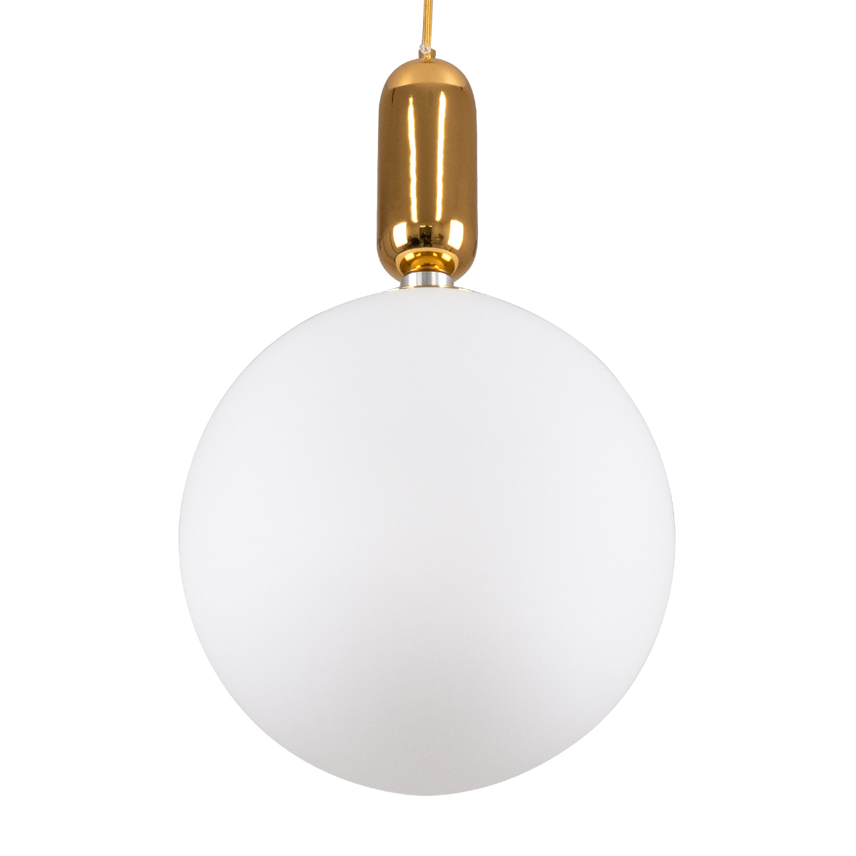 GloboStar® MAVERICK 00940 Μοντέρνο Κρεμαστό Φωτιστικό Μπάλα Μονόφωτο 1 x E27 IP20 Χρυσό Μέταλλο με Λευκό Γυαλί - Μ30 x Π30 x Υ48cm