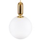 GloboStar® MAVERICK 00940 Μοντέρνο Κρεμαστό Φωτιστικό Μπάλα Μονόφωτο 1 x E27 IP20 Χρυσό Μέταλλο με Λευκό Γυαλί - Μ30 x Π30 x Υ48cm