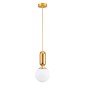 GloboStar® MAVERICK 00943 Μοντέρνο Κρεμαστό Φωτιστικό Μπάλα Μονόφωτο 1 x E27 IP20 Χρυσό Μέταλλο με Λευκό Γυαλί - Μ15 x Π15 x Υ33cm