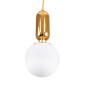 GloboStar® MAVERICK 00943 Μοντέρνο Κρεμαστό Φωτιστικό Μπάλα Μονόφωτο 1 x E27 IP20 Χρυσό Μέταλλο με Λευκό Γυαλί - Μ15 x Π15 x Υ33cm