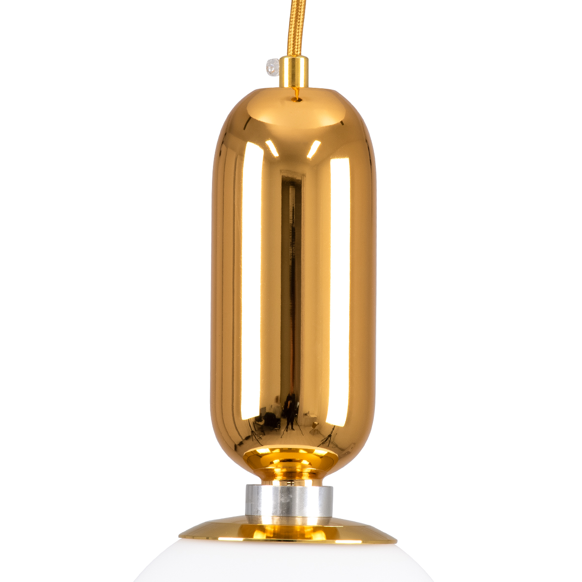 GloboStar® MAVERICK 00943 Μοντέρνο Κρεμαστό Φωτιστικό Μπάλα Μονόφωτο 1 x E27 IP20 Χρυσό Μέταλλο με Λευκό Γυαλί - Μ15 x Π15 x Υ33cm