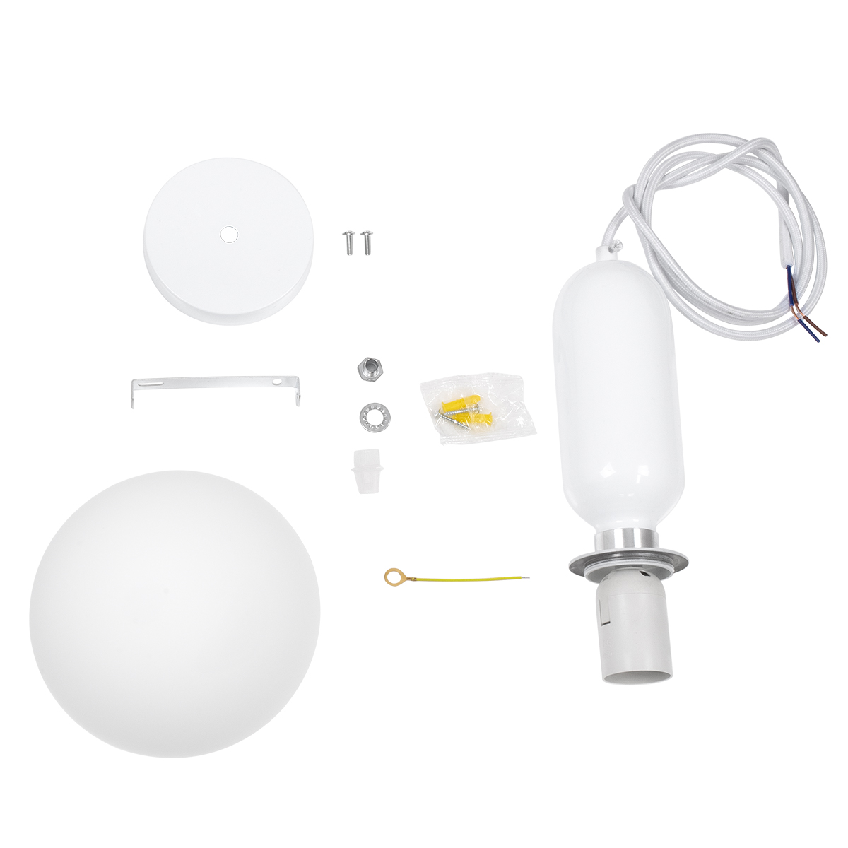 GloboStar® MAVERICK 00944 Μοντέρνο Κρεμαστό Φωτιστικό Μπάλα Μονόφωτο 1 x E27 IP20 Λευκό Μέταλλο με Λευκό Γυαλί - Μ15 x Π15 x Υ33cm