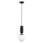 GloboStar® MAVERICK 00945 Μοντέρνο Κρεμαστό Φωτιστικό Μπάλα Μονόφωτο 1 x E27 IP20 Μαύρο Μέταλλο με Λευκό Γυαλί - Μ15 x Π15 x Υ33cm