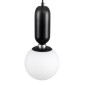 GloboStar® MAVERICK 00945 Μοντέρνο Κρεμαστό Φωτιστικό Μπάλα Μονόφωτο 1 x E27 IP20 Μαύρο Μέταλλο με Λευκό Γυαλί - Μ15 x Π15 x Υ33cm