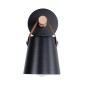 GloboStar® AMY 00947 Μοντέρνο Επιτοίχιο Φωτιστικό Απλίκα Μονόφωτο 1 x E27 IP20 Μαύρο Μέταλλο, Μπεζ Ξύλο με Καφέ Δέρμα - Μ13 x Π22 x Υ25.5cm