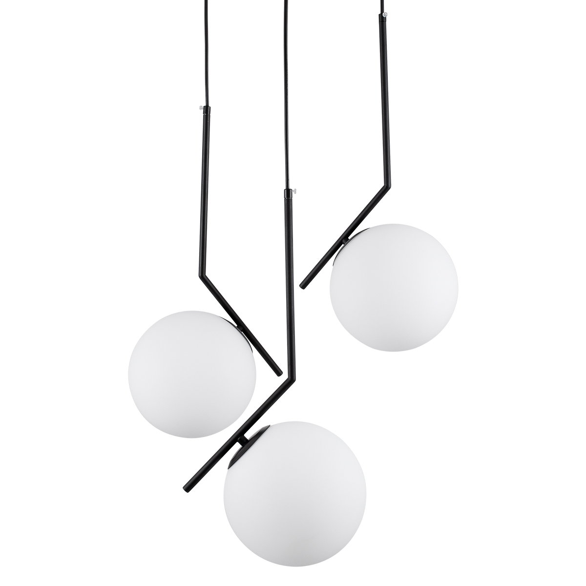 GloboStar® MONROE 00952 Μοντέρνο Κρεμαστό Φωτιστικό Μπάλα Τρίφωτο 3 x E27 IP20 Μαύρο Μέταλλο με Λευκό Γυαλί - Μ60 x Π60 x Υ50cm