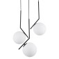 GloboStar® MONROE 00952 Μοντέρνο Κρεμαστό Φωτιστικό Μπάλα Τρίφωτο 3 x E27 IP20 Μαύρο Μέταλλο με Λευκό Γυαλί - Μ60 x Π60 x Υ50cm