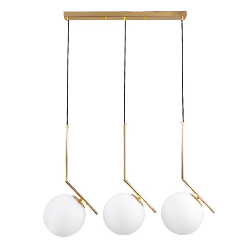 GLOBOSTAR® MONROE 00955 Μοντέρνο Κρεμαστό Φωτιστικό Οροφής με Ντουί 3 x E27 AC 220-240V IP20 - Χρυσό & Λευκό - Μ74 x Π25 x Υ50cm