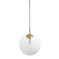 GloboStar® MONROE 00956 Μοντέρνο Κρεμαστό Φωτιστικό Μπάλα Μονόφωτο 1 x E27 IP20 Χρυσό Μέταλλο με Λευκό Γυαλί - Μ30 x Π30 x Υ75cm