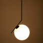 GloboStar® MONROE 00957 Μοντέρνο Κρεμαστό Φωτιστικό Μπάλα Μονόφωτο 1 x E27 IP20 Μαύρο Μέταλλο με Λευκό Γυαλί - Μ30 x Π30 x Υ75cm