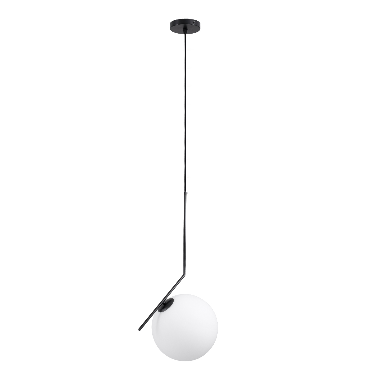 GloboStar® MONROE 00957 Μοντέρνο Κρεμαστό Φωτιστικό Μπάλα Μονόφωτο 1 x E27 IP20 Μαύρο Μέταλλο με Λευκό Γυαλί - Μ30 x Π30 x Υ75cm