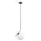 GloboStar® MONROE 00957 Μοντέρνο Κρεμαστό Φωτιστικό Μπάλα Μονόφωτο 1 x E27 IP20 Μαύρο Μέταλλο με Λευκό Γυαλί - Μ30 x Π30 x Υ75cm