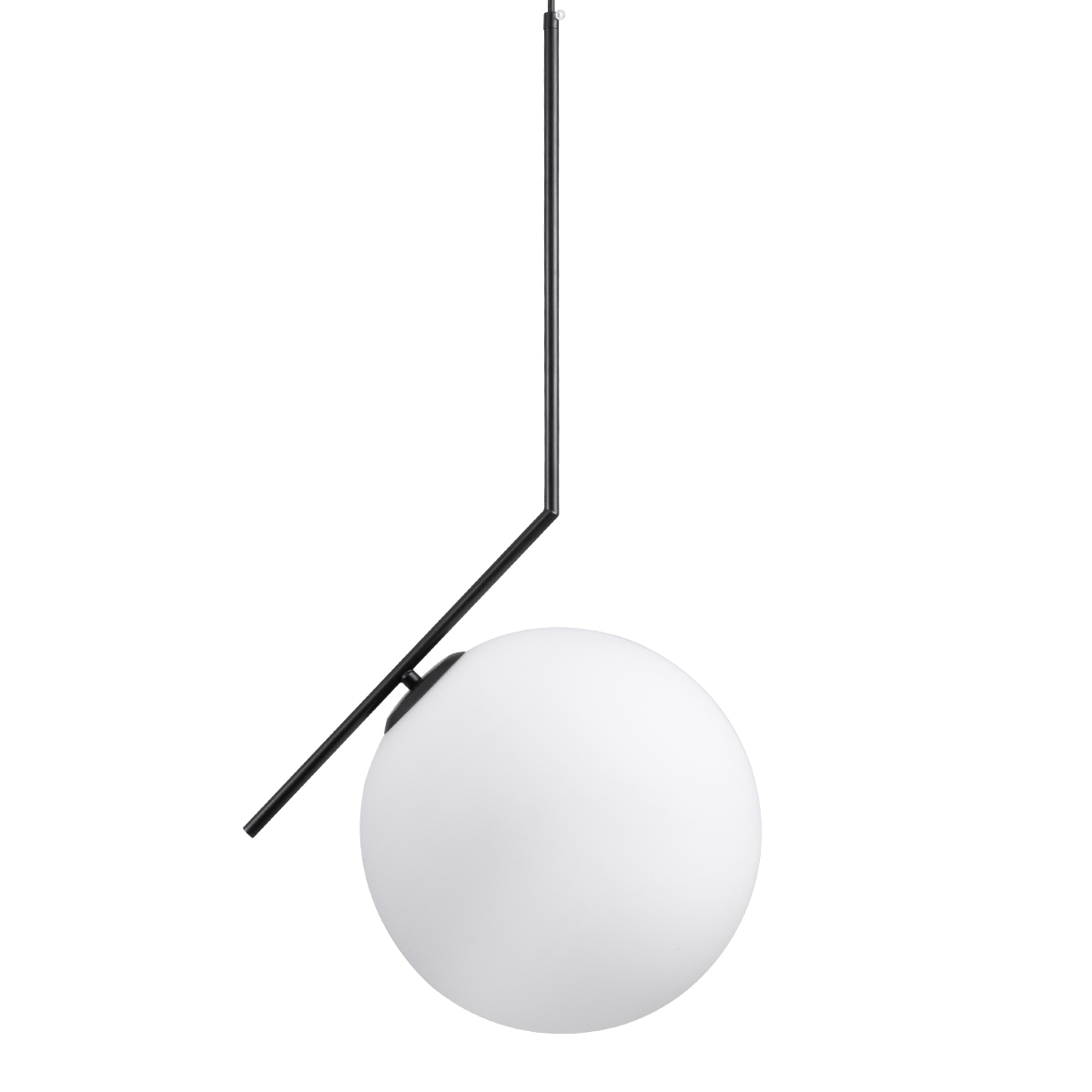 GloboStar® MONROE 00957 Μοντέρνο Κρεμαστό Φωτιστικό Μπάλα Μονόφωτο 1 x E27 IP20 Μαύρο Μέταλλο με Λευκό Γυαλί - Μ30 x Π30 x Υ75cm