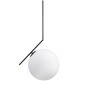 GloboStar® MONROE 00957 Μοντέρνο Κρεμαστό Φωτιστικό Μπάλα Μονόφωτο 1 x E27 IP20 Μαύρο Μέταλλο με Λευκό Γυαλί - Μ30 x Π30 x Υ75cm