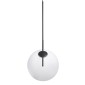 GloboStar® MONROE 00957 Μοντέρνο Κρεμαστό Φωτιστικό Μπάλα Μονόφωτο 1 x E27 IP20 Μαύρο Μέταλλο με Λευκό Γυαλί - Μ30 x Π30 x Υ75cm