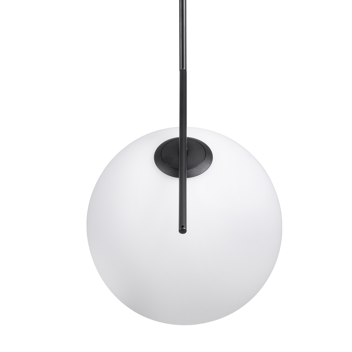 GloboStar® MONROE 00957 Μοντέρνο Κρεμαστό Φωτιστικό Μπάλα Μονόφωτο 1 x E27 IP20 Μαύρο Μέταλλο με Λευκό Γυαλί - Μ30 x Π30 x Υ75cm