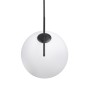 GloboStar® MONROE 00957 Μοντέρνο Κρεμαστό Φωτιστικό Μπάλα Μονόφωτο 1 x E27 IP20 Μαύρο Μέταλλο με Λευκό Γυαλί - Μ30 x Π30 x Υ75cm