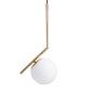 GloboStar® MONROE 00958 Μοντέρνο Κρεμαστό Φωτιστικό Μπάλα Μονόφωτο 1 x E27 IP20 Χρυσό Μέταλλο με Λευκό Γυαλί - Μ15 x Π15 x Υ49cm