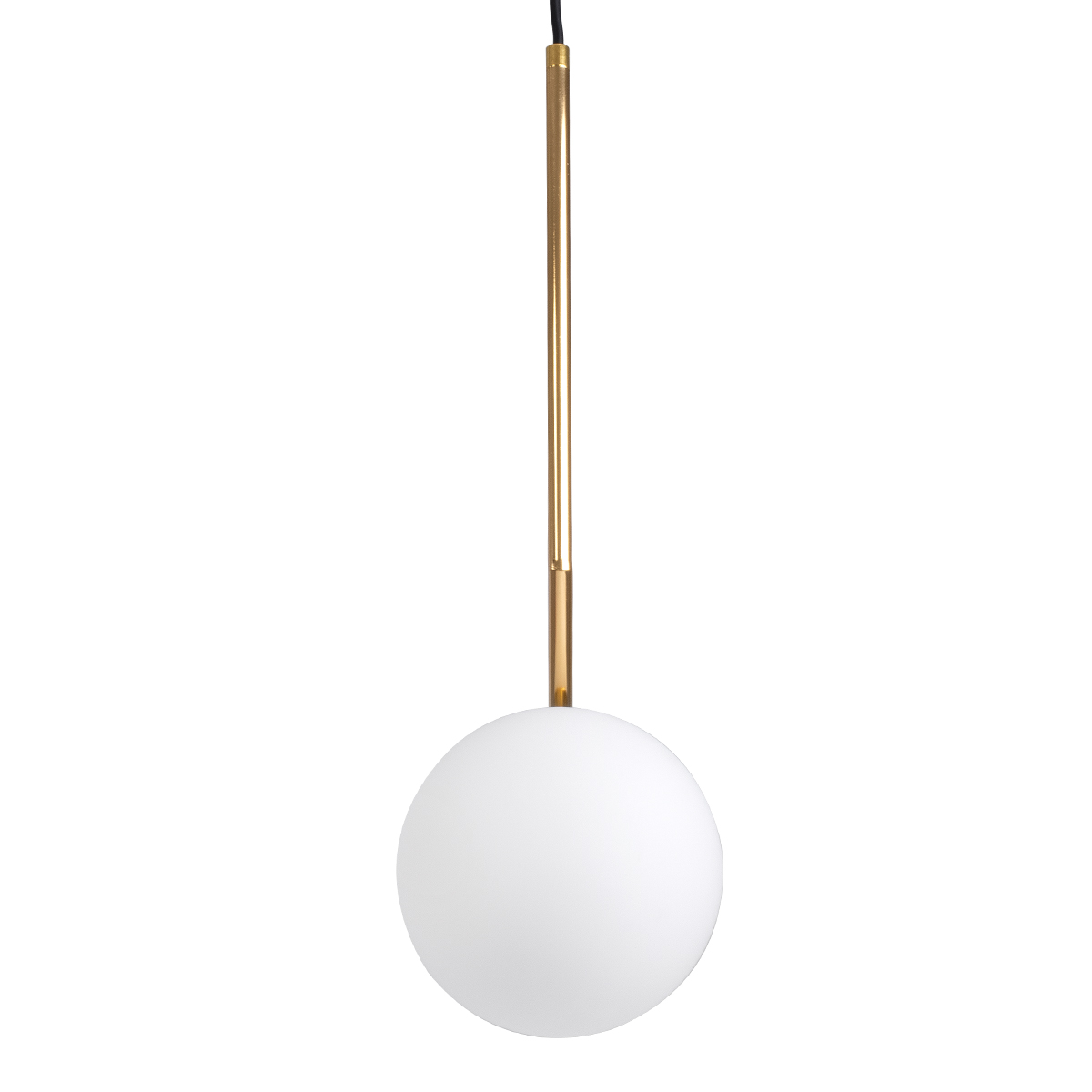 GloboStar® MONROE 00958 Μοντέρνο Κρεμαστό Φωτιστικό Μπάλα Μονόφωτο 1 x E27 IP20 Χρυσό Μέταλλο με Λευκό Γυαλί - Μ15 x Π15 x Υ49cm