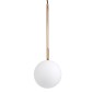 GloboStar® MONROE 00958 Μοντέρνο Κρεμαστό Φωτιστικό Μπάλα Μονόφωτο 1 x E27 IP20 Χρυσό Μέταλλο με Λευκό Γυαλί - Μ15 x Π15 x Υ49cm