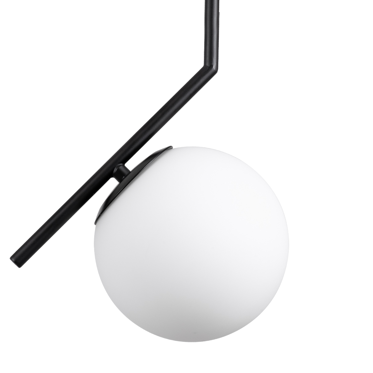 GloboStar® MONROE 00959 Μοντέρνο Κρεμαστό Φωτιστικό Μπάλα Μονόφωτο 1 x E27 IP20 Μαύρο Μέταλλο με Λευκό Γυαλί - Μ15 x Π15 x Υ49cm