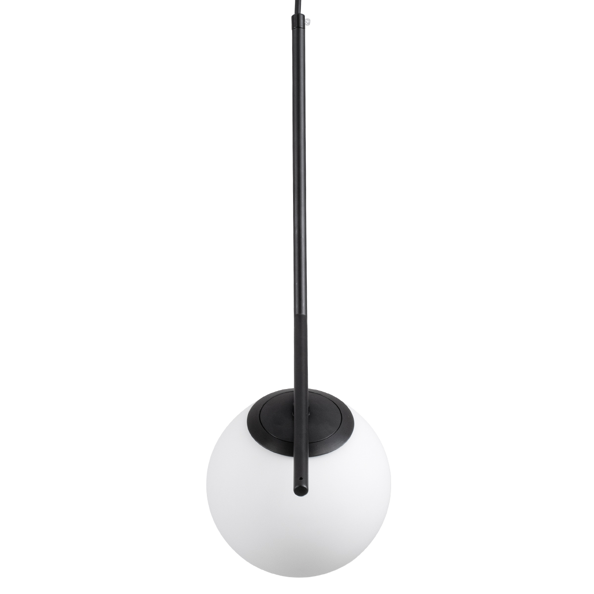 GloboStar® MONROE 00959 Μοντέρνο Κρεμαστό Φωτιστικό Μπάλα Μονόφωτο 1 x E27 IP20 Μαύρο Μέταλλο με Λευκό Γυαλί - Μ15 x Π15 x Υ49cm