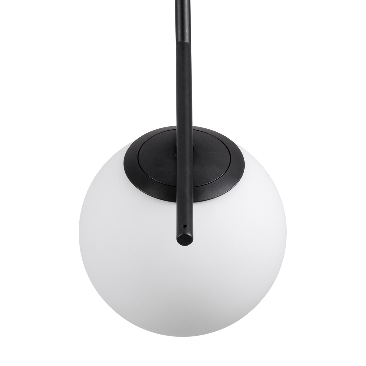 GloboStar® MONROE 00959 Μοντέρνο Κρεμαστό Φωτιστικό Μπάλα Μονόφωτο 1 x E27 IP20 Μαύρο Μέταλλο με Λευκό Γυαλί - Μ15 x Π15 x Υ49cm