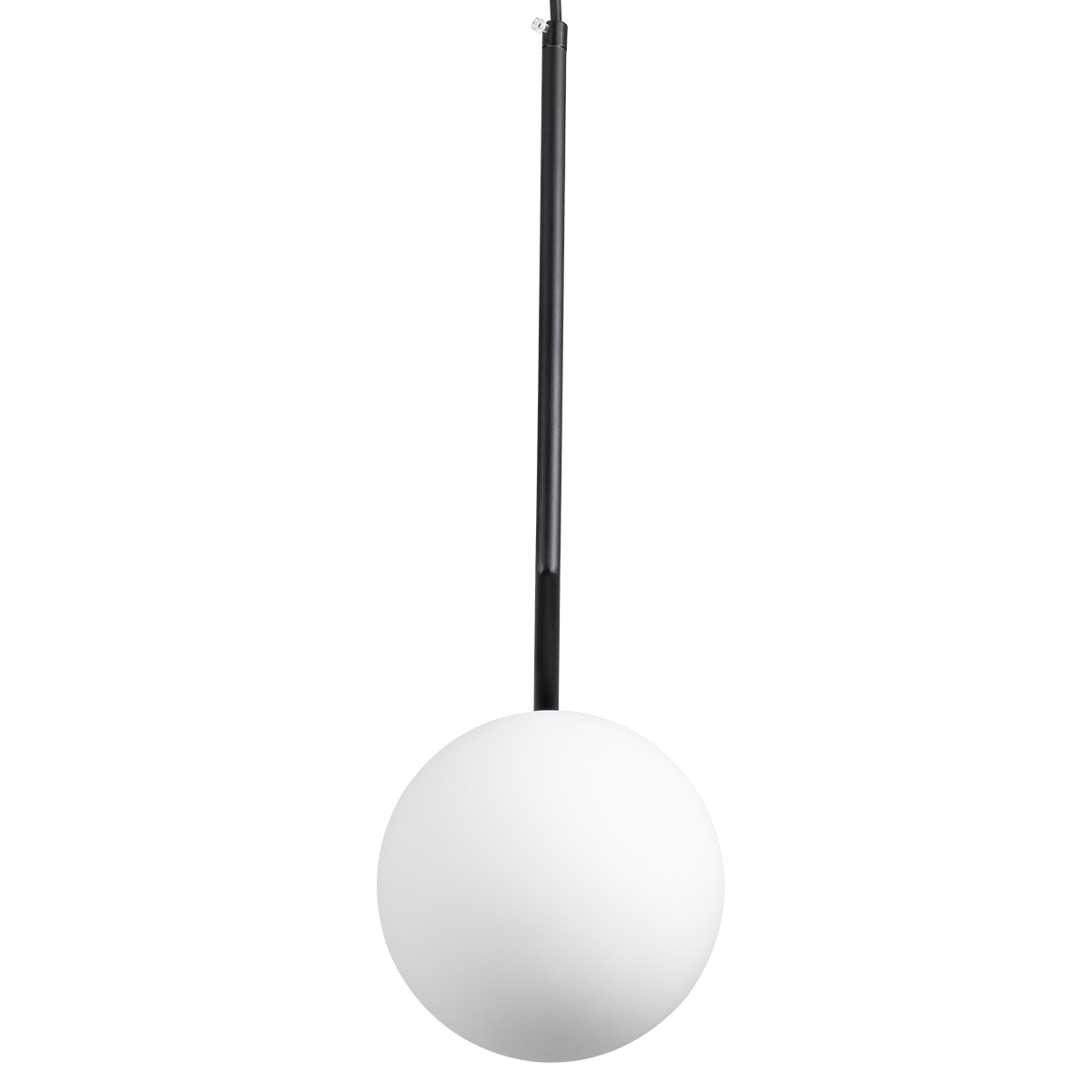 GloboStar® MONROE 00959 Μοντέρνο Κρεμαστό Φωτιστικό Μπάλα Μονόφωτο 1 x E27 IP20 Μαύρο Μέταλλο με Λευκό Γυαλί - Μ15 x Π15 x Υ49cm