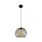 GloboStar® CARTER 00960 Μοντέρνο Κρεμαστό Φωτιστικό Πλέγμα Μονόφωτο 1 x E27 IP20 Μαύρο Μέταλλο με Μελί Γυαλί - Μ28 x Π28 x Υ23cm