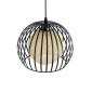 GloboStar® CARTER 00960 Μοντέρνο Κρεμαστό Φωτιστικό Πλέγμα Μονόφωτο 1 x E27 IP20 Μαύρο Μέταλλο με Μελί Γυαλί - Μ28 x Π28 x Υ23cm