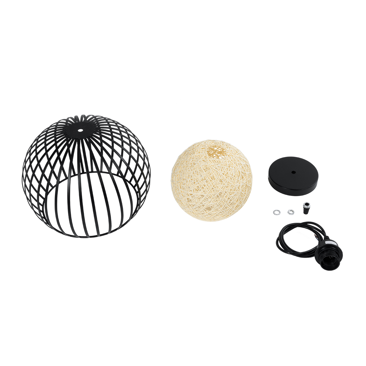 GloboStar® CARTER 00960 Μοντέρνο Κρεμαστό Φωτιστικό Πλέγμα Μονόφωτο 1 x E27 IP20 Μαύρο Μέταλλο με Μελί Γυαλί - Μ28 x Π28 x Υ23cm