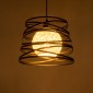 GloboStar® CARTER 00961 Μοντέρνο Κρεμαστό Φωτιστικό Πλέγμα Μονόφωτο 1 x E27 IP20 Μαύρο Μέταλλο με Μπεζ Σχοινί - Μ32 x Π32 x Υ25cm