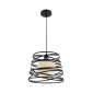 GloboStar® CARTER 00961 Μοντέρνο Κρεμαστό Φωτιστικό Πλέγμα Μονόφωτο 1 x E27 IP20 Μαύρο Μέταλλο με Μπεζ Σχοινί - Μ32 x Π32 x Υ25cm