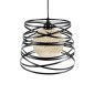 GloboStar® CARTER 00961 Μοντέρνο Κρεμαστό Φωτιστικό Πλέγμα Μονόφωτο 1 x E27 IP20 Μαύρο Μέταλλο με Μπεζ Σχοινί - Μ32 x Π32 x Υ25cm