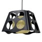GloboStar® CARTER 00962 Μοντέρνο Κρεμαστό Φωτιστικό Πλέγμα Μονόφωτο 1 x E27 IP20 Μαύρο Μέταλλο με Μπεζ Σχοινί - Μ28 x Π28 x Υ22cm