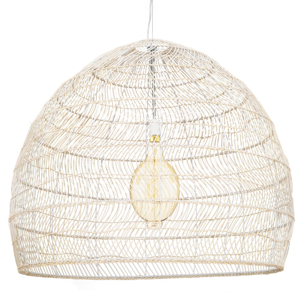 GLOBOSTAR® MALIBU 00965 Boho Κρεμαστό Φωτιστικό Οροφής με Ντουί 1 x E27 AC 220-240V IP20 - Μπεζ - Μ100 x Π100 x Y86cm