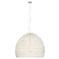 GloboStar® MALIBU 00965 Boho Κρεμαστό Φωτιστικό Πλέγμα Μονόφωτο 1 x E27 IP20 Λευκό Ξύλο - Μ100 x Π100 x Y86cm