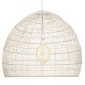 GloboStar® MALIBU 00965 Boho Κρεμαστό Φωτιστικό Πλέγμα Μονόφωτο 1 x E27 IP20 Λευκό Ξύλο - Μ100 x Π100 x Y86cm