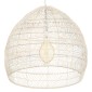 GloboStar® MALIBU 00965 Boho Κρεμαστό Φωτιστικό Πλέγμα Μονόφωτο 1 x E27 IP20 Λευκό Ξύλο - Μ100 x Π100 x Y86cm