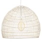 GloboStar® MALIBU 00965 Boho Κρεμαστό Φωτιστικό Πλέγμα Μονόφωτο 1 x E27 IP20 Λευκό Ξύλο - Μ100 x Π100 x Y86cm