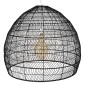 GloboStar® MALIBU 00966 Boho Κρεμαστό Φωτιστικό Πλέγμα Μονόφωτο 1 x E27 IP20 Μαύρο Ξύλο - Μ100 x Π100 x Y86cm