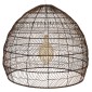 GloboStar® MALIBU 00967 Boho Κρεμαστό Φωτιστικό Πλέγμα Μονόφωτο 1 x E27 IP20 Καφέ Ξύλο - Μ100 x Π100 x Y86cm