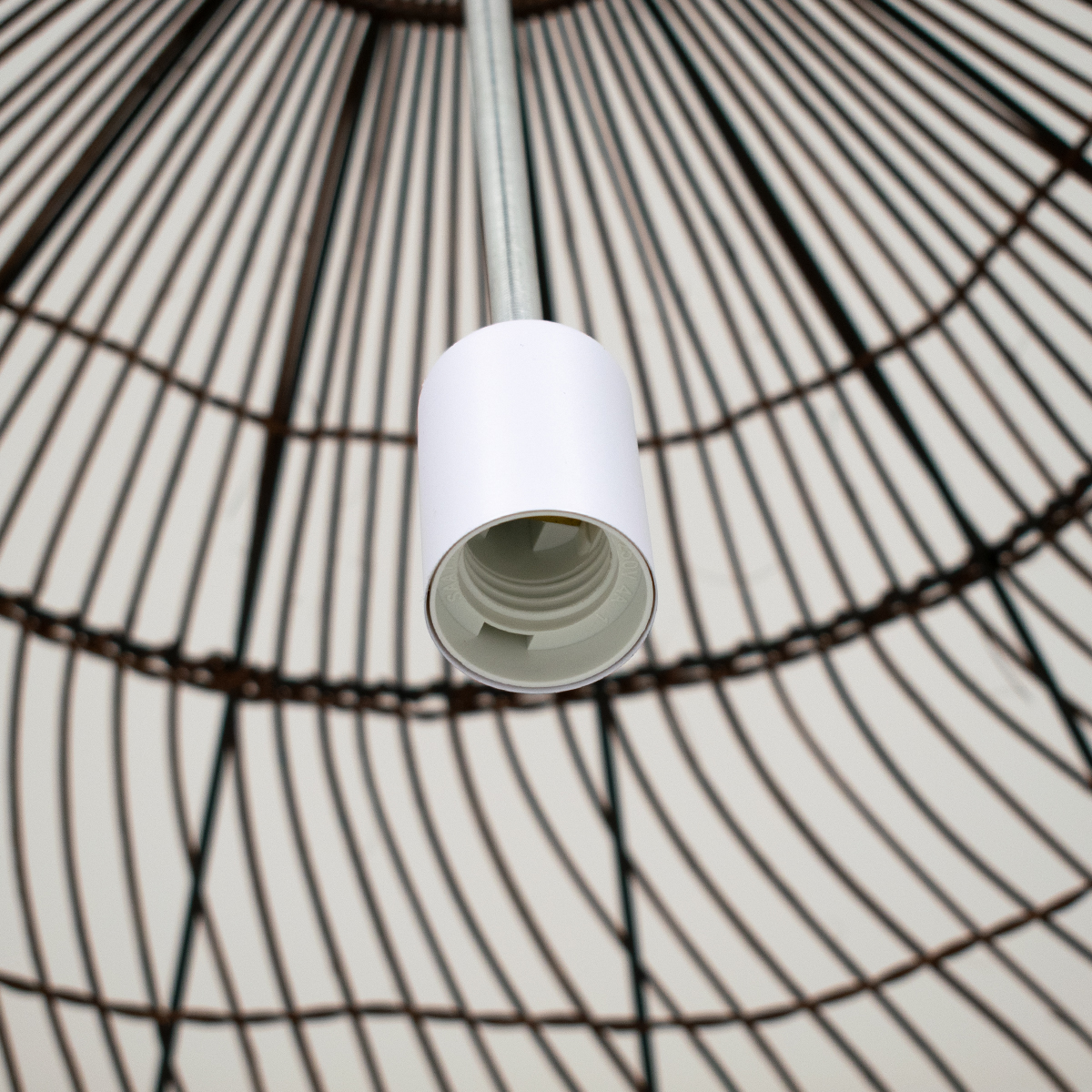 GloboStar® MALIBU 00967 Boho Κρεμαστό Φωτιστικό Πλέγμα Μονόφωτο 1 x E27 IP20 Καφέ Ξύλο - Μ100 x Π100 x Y86cm