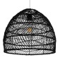 GloboStar® MALIBU 00969 Boho Κρεμαστό Φωτιστικό Πλέγμα Μονόφωτο 1 x E27 IP20 Μαύρο Ξύλο - Μ40 x Π40 x Υ35cm