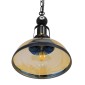 GloboStar® BILLIARD 00971 Vintage Κρεμαστό Φωτιστικό Καμπάνα Μονόφωτο 1 x E27 IP20 Mαύρο Μέταλλο με Μελί Γυαλί - Μ25 x Π25 x Υ29cm