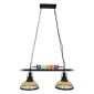 GloboStar® BILLIARD 00972 Vintage Κρεμαστό Φωτιστικό Καμπάνα Δίφωτο 2 x E27 IP20 Mαύρο Μέταλλο με Μελί Γυαλί - Μ71 x Π25 x Υ30cm