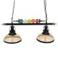 GloboStar® BILLIARD 00972 Vintage Κρεμαστό Φωτιστικό Καμπάνα Δίφωτο 2 x E27 IP20 Mαύρο Μέταλλο με Μελί Γυαλί - Μ71 x Π25 x Υ30cm