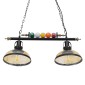 GloboStar® BILLIARD 00972 Vintage Κρεμαστό Φωτιστικό Καμπάνα Δίφωτο 2 x E27 IP20 Mαύρο Μέταλλο με Μελί Γυαλί - Μ71 x Π25 x Υ30cm