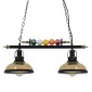 GloboStar® BILLIARD 00972 Vintage Κρεμαστό Φωτιστικό Καμπάνα Δίφωτο 2 x E27 IP20 Mαύρο Μέταλλο με Μελί Γυαλί - Μ71 x Π25 x Υ30cm